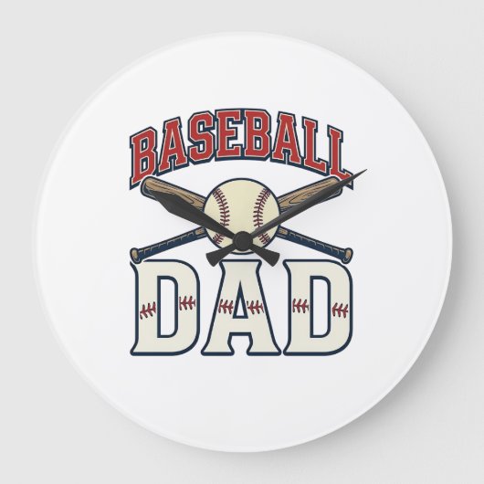 Baseball Dad Vintage Engraving Shirt Design_1 ラージ壁時計 (正面)