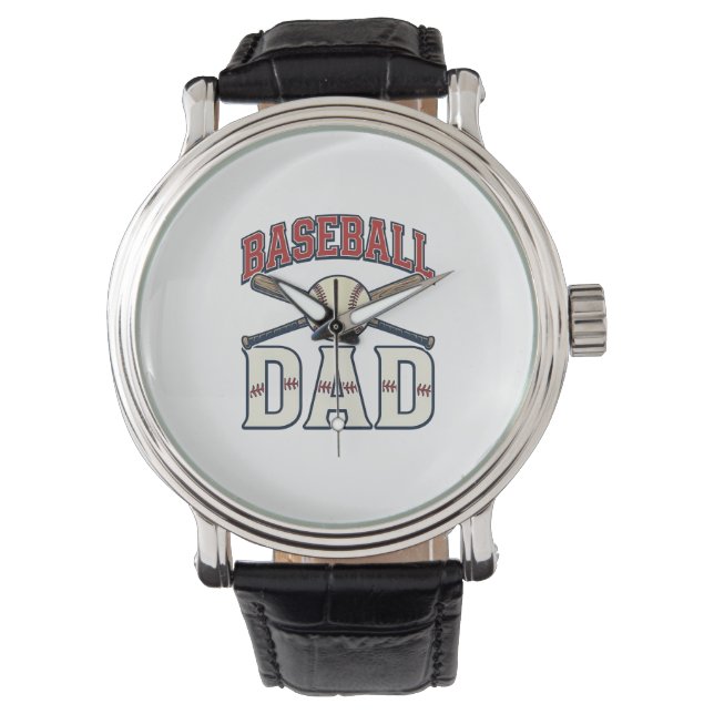 Baseball Dad Vintage Engraving Shirt Design_1 腕時計 (正面)
