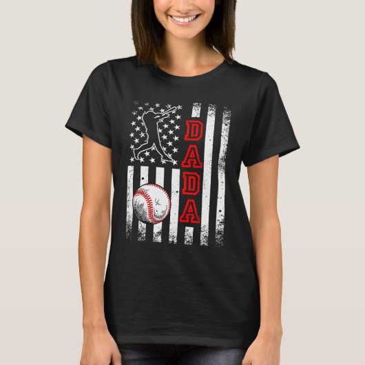 Baseball Dada American Flag  Vintage Baseball Tシャツ (正面)