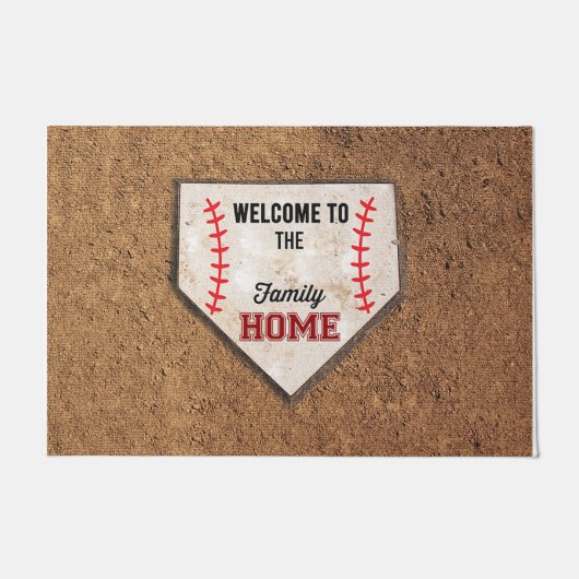  Baseball Decor / Welcome Mat / Baseball Mom ドアマット (正面)