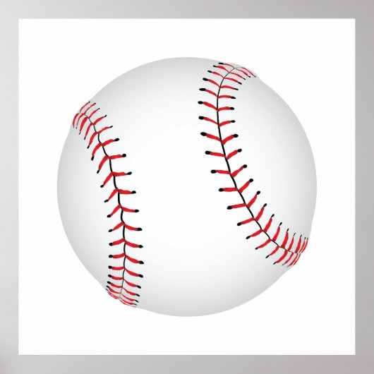 Baseball Design Baseball with Custom BG Color ポスター (正面)