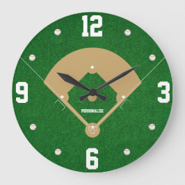 Baseball Diamond Design Sports Fan Home Decor Gift ラージ壁時計