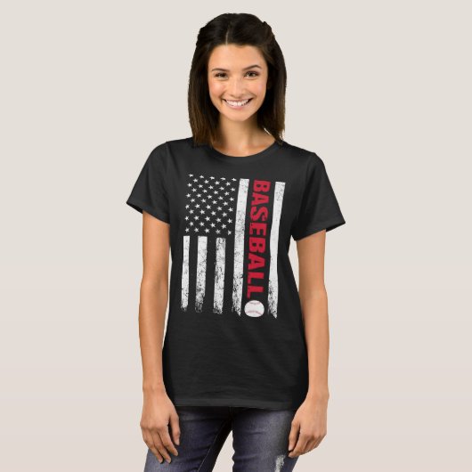 Baseball Distressed American Flag USA Coach Athlet Tシャツ (正面フル)