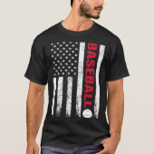 Baseball Distressed American Flag USA Coach Athlet Tシャツ (正面)
