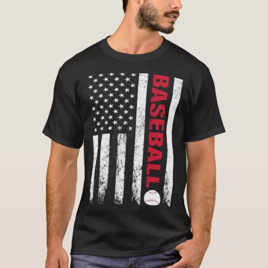 Baseball Distressed American Flag USA Coach Athlet Tシャツ (正面)