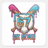 Baseball Drip 67 Meme — Player 6-7 / Six Seven スクエアシール (正面)
