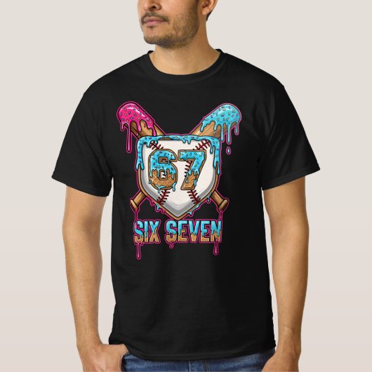 Baseball Drip 67 Meme — Player 6-7 / Six Seven  Tシャツ (正面)