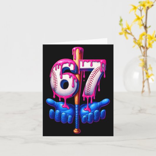 Baseball Drip 6 7 Number 67 Six Seven Meme Mens Bo カード (黄色い花)