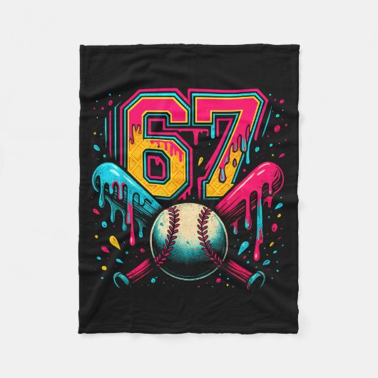 Baseball Drip 6 7 Number 67 Six Seven Meme Mens Bo フリースブランケット (正面)