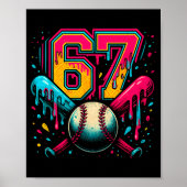 Baseball Drip 6 7 Number 67 Six Seven Meme Mens Bo ポスター (正面)