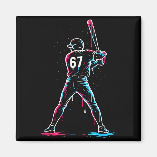 Baseball Drip 6 7 Number 67 Six Seven Meme Mens Bo マグネット (正面)
