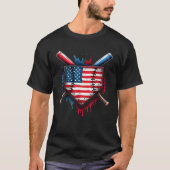 Baseball Drip Boy Ice Cream Patriotic American Fla Tシャツ (正面)
