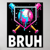 Baseball Drip Funny Bruh Ice Cream Dripng Matching ポスター (正面)