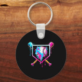 Baseball Drip Funny Ice Cream Dripng Matching Fami キーホルダー (正面)