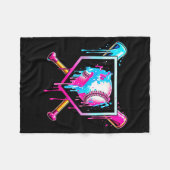 Baseball Drip Funny Ice Cream Dripng Matching Fami フリースブランケット (正面(横))