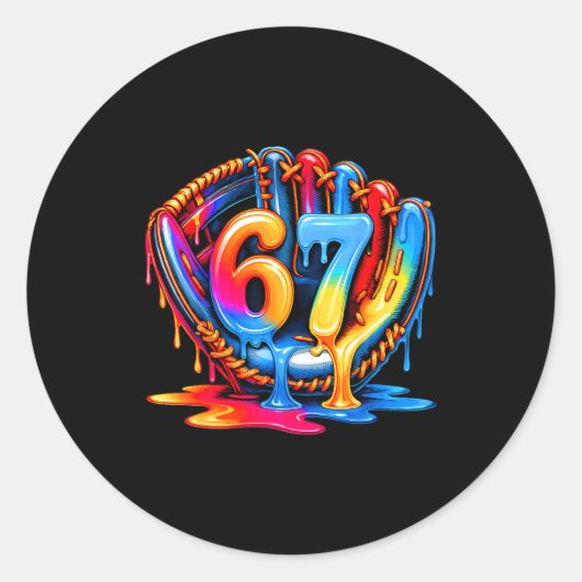 Baseball Drip Ice Cream 67 Baseball Lifestyle 101 ラウンドシール (正面)