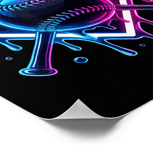 Baseball Drip Ice Cream Bat Kids  ポスター (角)