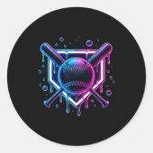 Baseball Drip Ice Cream Bat Kids ラウンドシール (正面)