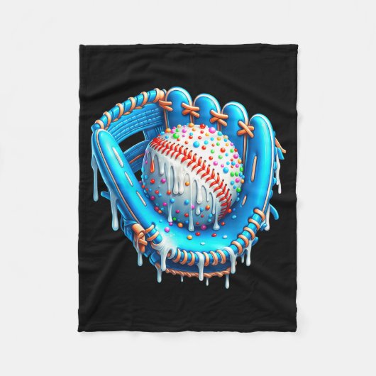 Baseball Drip Ice Cream Glove With Sprinkles Ball  フリースブランケット (正面)