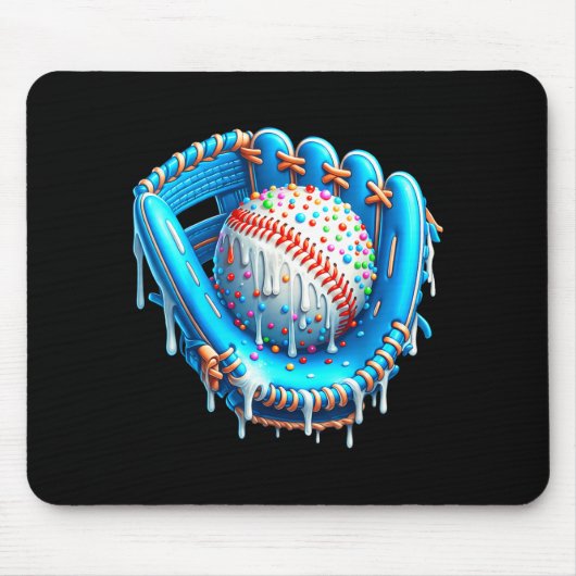 Baseball Drip Ice Cream Glove With Sprinkles Ball  マウスパッド (正面)