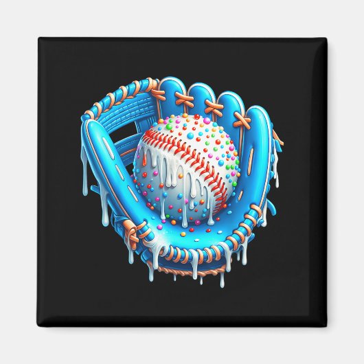 Baseball Drip Ice Cream Glove With Sprinkles Ball  マグネット (正面)