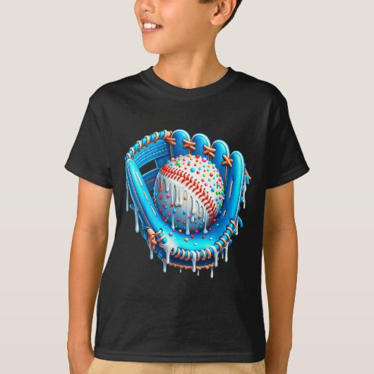 Baseball Drip Ice Cream Glove With Sprinkles Ball  Tシャツ (正面)