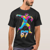 Baseball Drip Ice Cream Number 67 Player Or 67th B Tシャツ (正面)