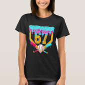 Baseball Drip Ice Cream Number 67 Player Or 67th B Tシャツ (正面)