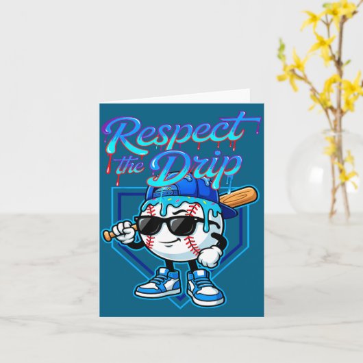 Baseball Drip Ice Cream Respect The Drip Home Plat カード (黄色い花)