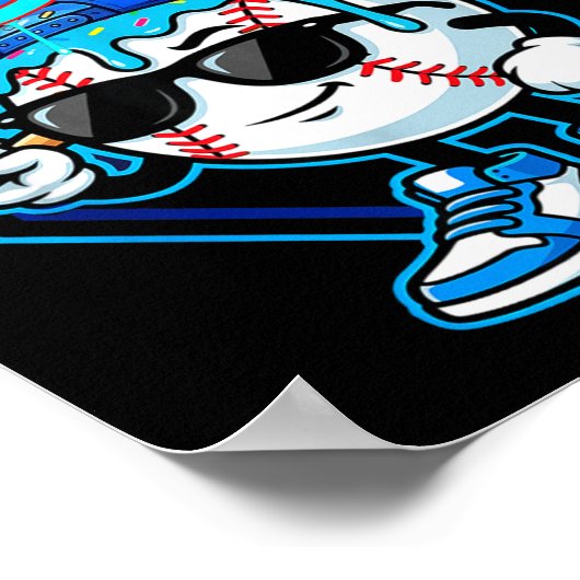 Baseball Drip Ice Cream Respect The Drip Home Plat ポスター (角)