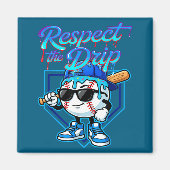 Baseball Drip Ice Cream Respect The Drip Home Plat マグネット (正面)