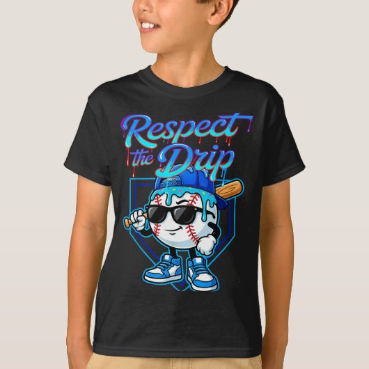 Baseball Drip Ice Cream Respect The Drip Home Plat Tシャツ (正面)