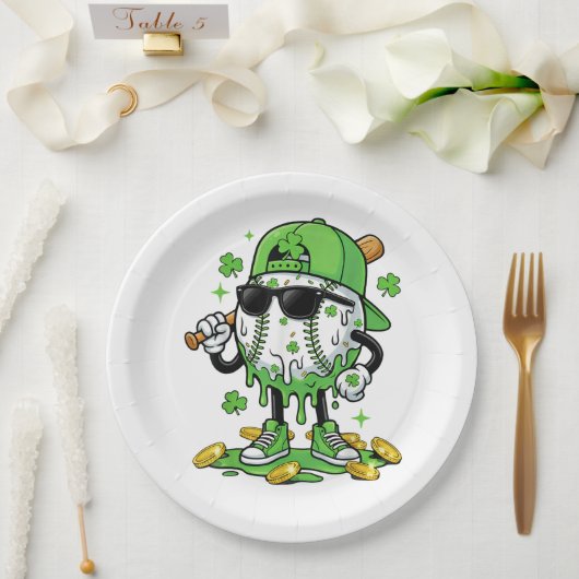 Baseball Drip Ice Cream St Patricks Day ペーパープレート (ウェディング)
