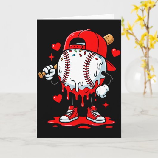 Baseball Drip Icecream Apparel Youth Boy Valentine カード (黄色い花)