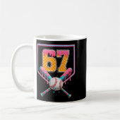 Baseball Drip Number 67 Fun Six Seven 6 7 Meme Des コーヒーマグカップ (左)
