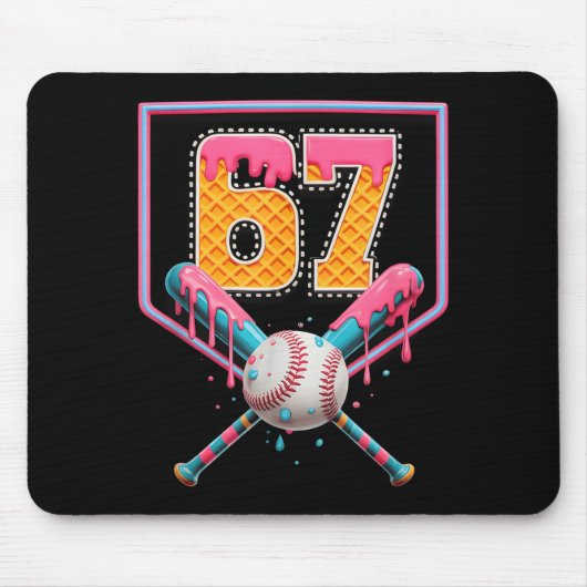 Baseball Drip Number 67 Fun Six Seven 6 7 Meme Des マウスパッド (正面)