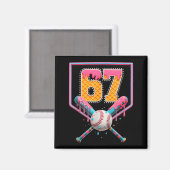 Baseball Drip Number 67 Fun Six Seven 6 7 Meme Des マグネット (正面/裏面)