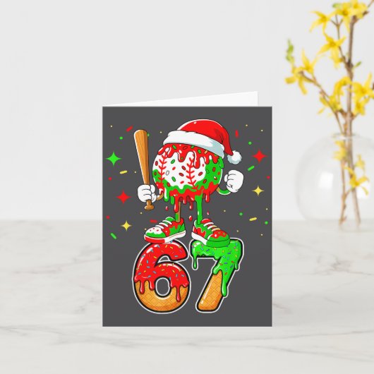 Baseball Drip Number 67 Meme Ice Cream Dripng Chri カード (黄色い花)