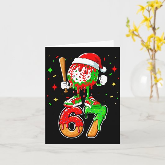 Baseball Drip Number 67 Meme Ice Cream Dripng Chri カード (黄色い花)