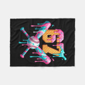 Baseball Drip Number 67 Player  フリースブランケット (正面(横))