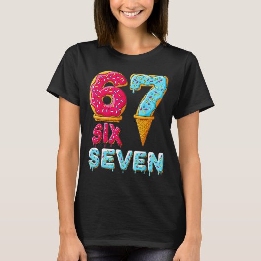 Baseball Drip Number 67 Player 67 Meme Ice Cream D Tシャツ (正面)