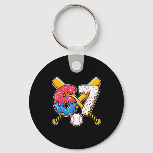 Baseball Drip Number 67 Player 67th Birthday Meme キーホルダー (正面)