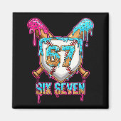Baseball Drip Number 67 Player 6-7 Six Seven Meme  マグネット (正面)