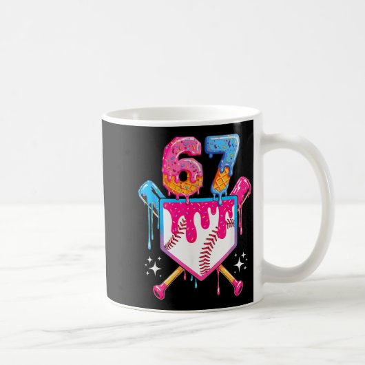 Baseball Drip Number 67 Player Or 67th Birthday  コーヒーマグカップ (右)