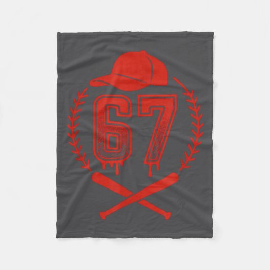 Baseball Drip Number 67 Player Or 67th Birthday  フリースブランケット (正面)