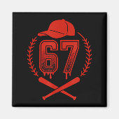 Baseball Drip Number 67 Player Or 67th Birthday  マグネット (正面)
