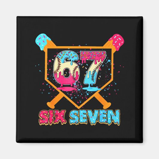 Baseball Drip Number 67 Player Or 67th Birthday  マグネット (正面)