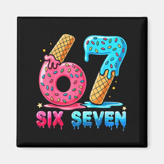 Baseball Drip Number 67 Player Or 67th Birthday  マグネット (正面)