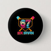 Baseball Drip Number 67 Player Or 67th Birthday  缶バッジ (正面)