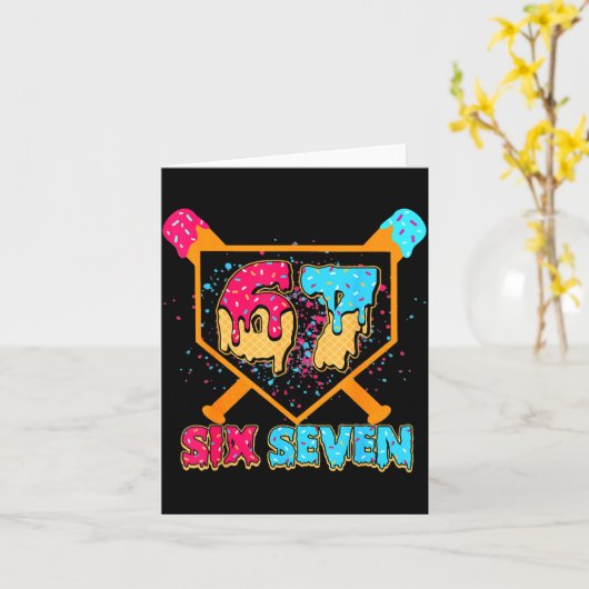 Baseball Drip Number 67 Player Or 67th Birthday Bo カード (黄色い花)